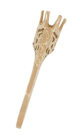 1/4 - 1/3 Carat 14 Karat Rose Gold Crown of Leaves Filigree Art Deco Engagement Ring Setting