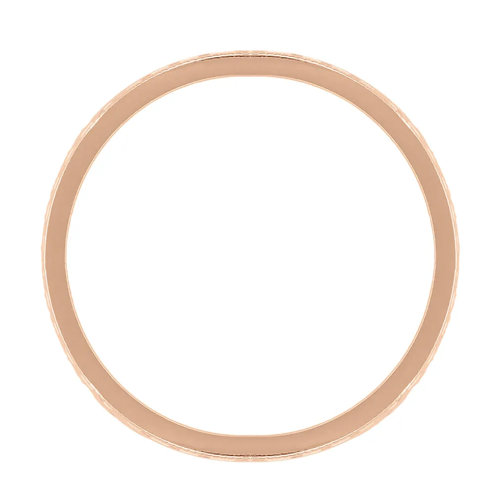 14K Rose Gold Mid Century Modern Carved Interlocking Chevrons Wedding Band - 4mm Wide