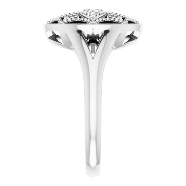 14K White 1/6 CTW Diamond Vintage-Inspired Ring