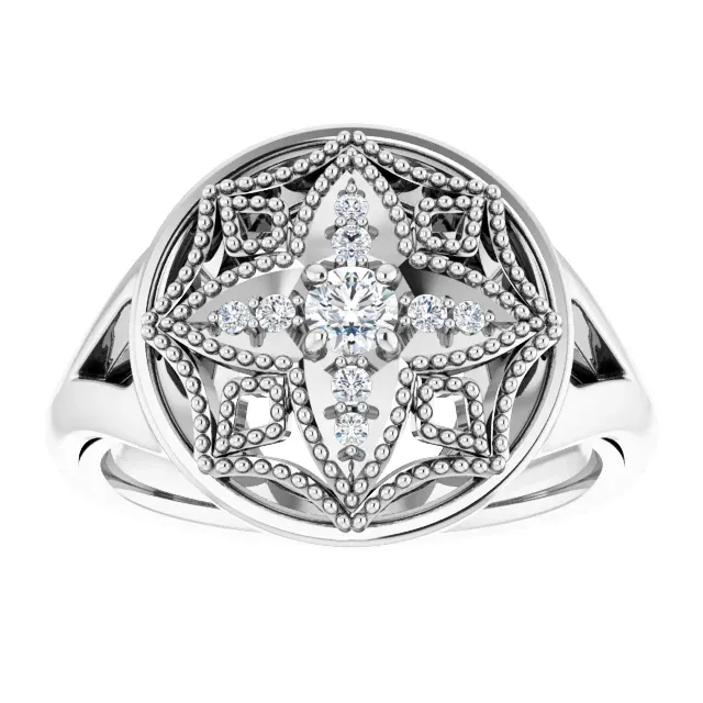 14K White 1/6 CTW Diamond Vintage-Inspired Ring