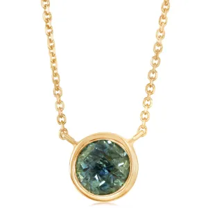 14K Yellow Gold Checkerboard Round Montana Sapphire Neckpiece