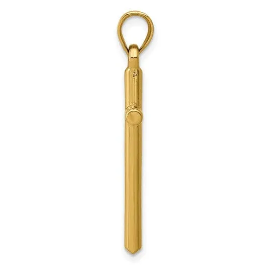 14k Yellow Gold Polished Hollow Cross Pendant