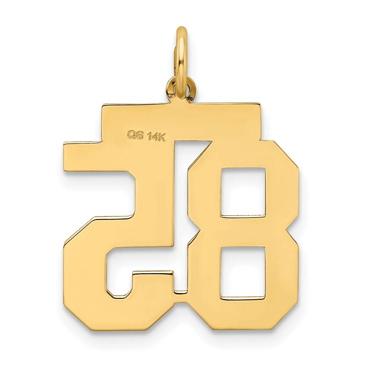 14k Yellow Gold Satin Brush Finish Medium Size Number 85 Charm Pendant