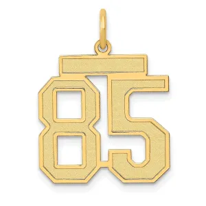 14k Yellow Gold Satin Brush Finish Medium Size Number 85 Charm Pendant
