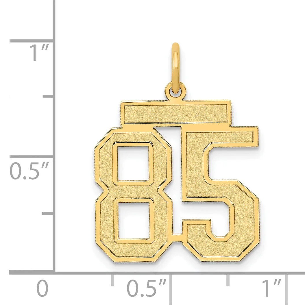 14k Yellow Gold Satin Brush Finish Medium Size Number 85 Charm Pendant