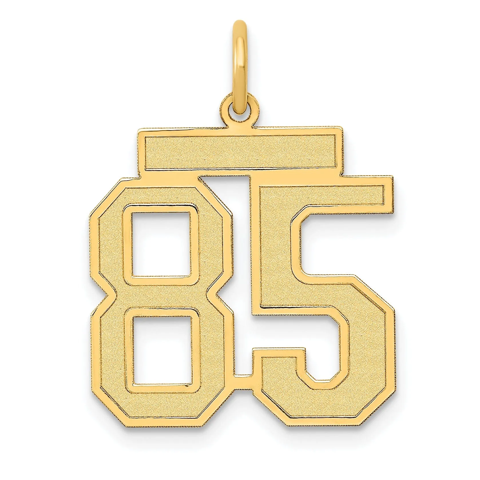 14k Yellow Gold Satin Brush Finish Medium Size Number 85 Charm Pendant