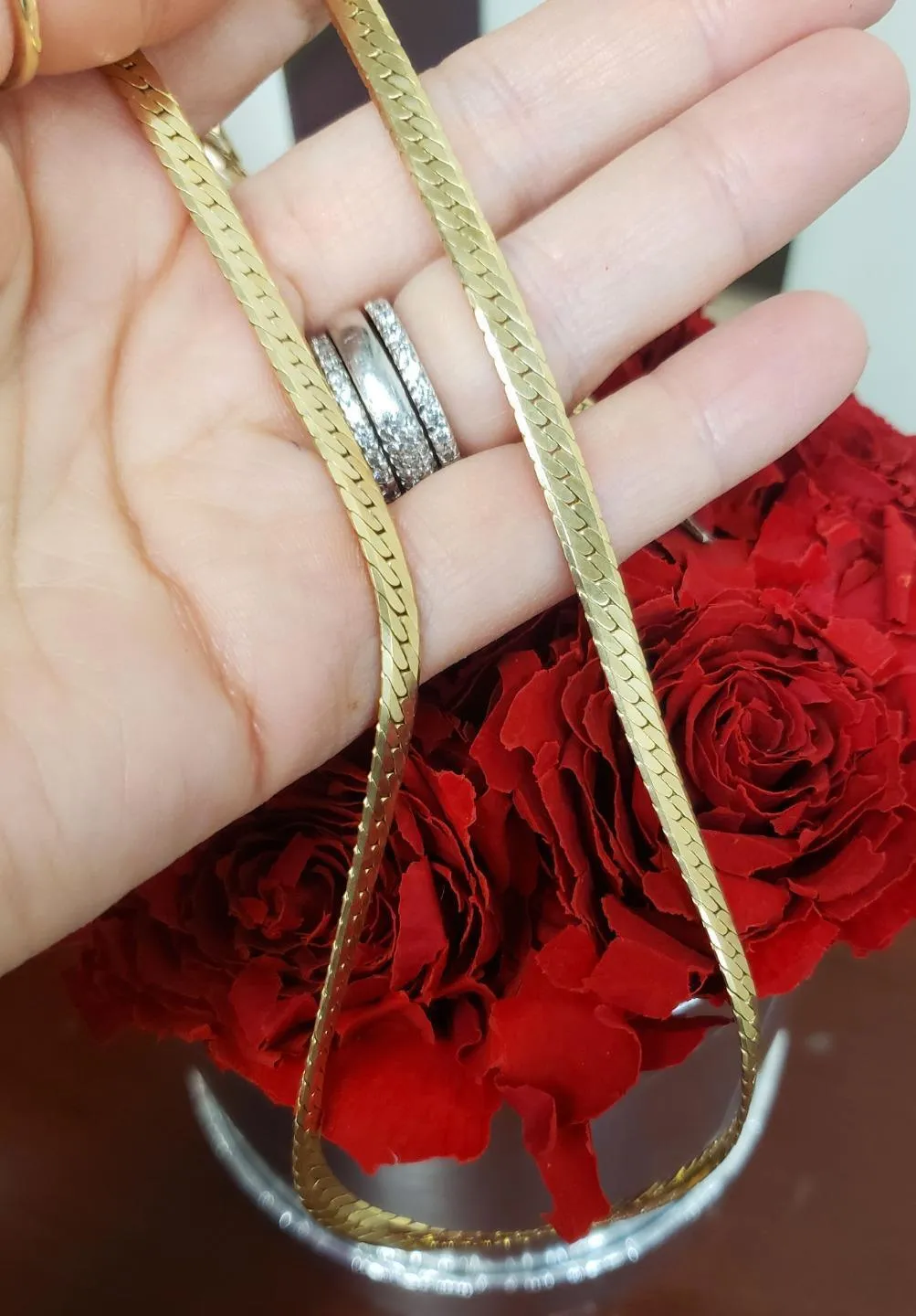14k Yellow Gold Sleek Solid Herringone Chain 5mm 27.8g 24"