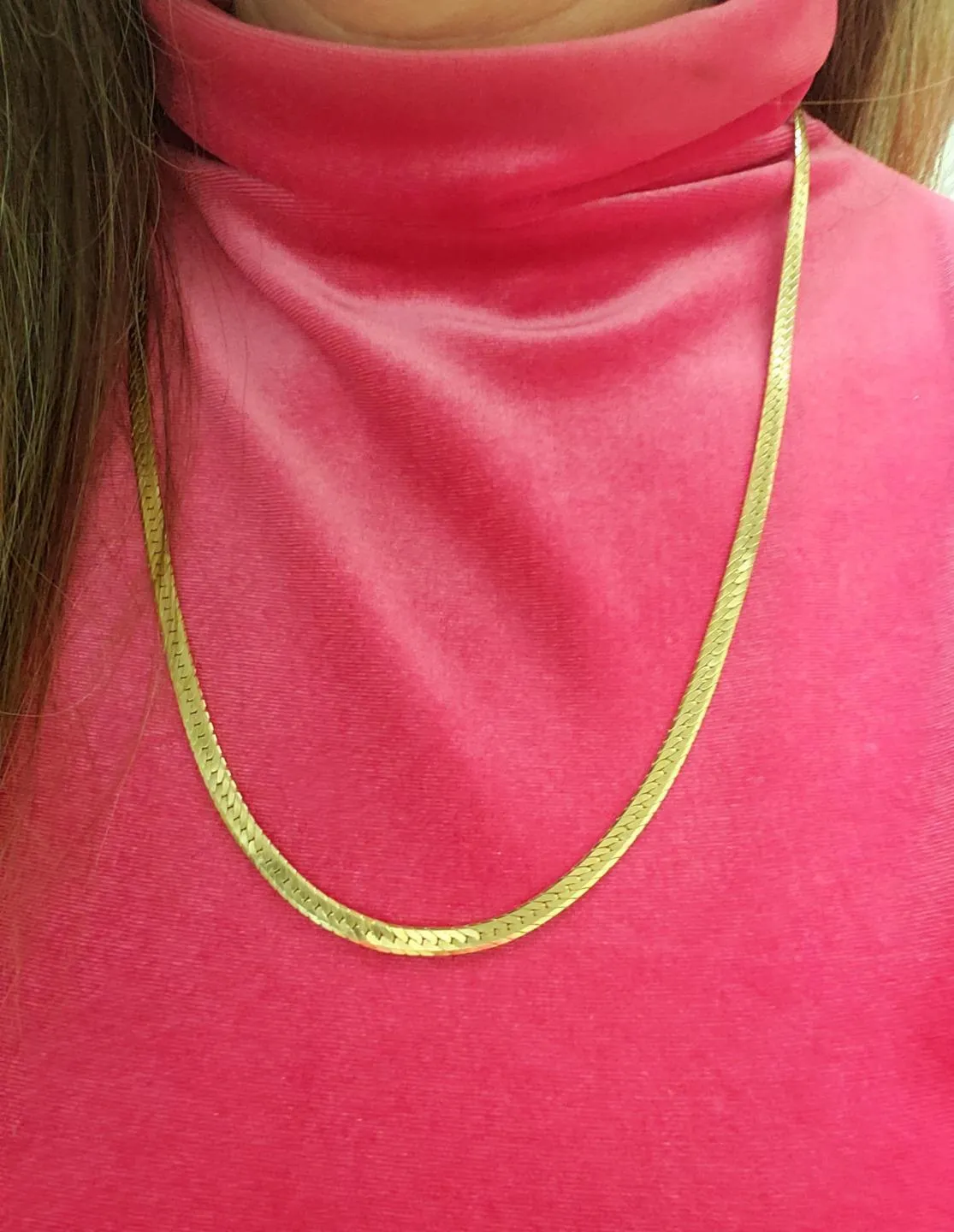 14k Yellow Gold Sleek Solid Herringone Chain 5mm 27.8g 24"