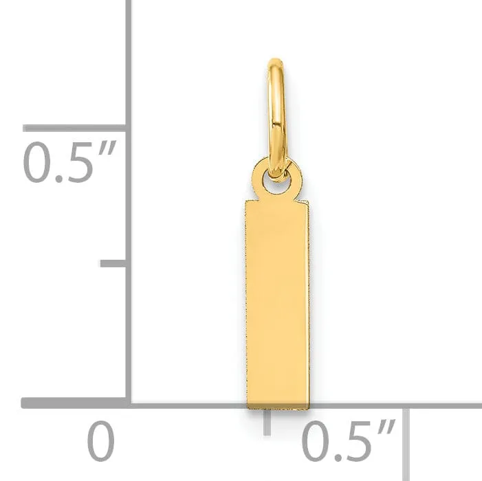 14k Yellow Gold  Small Size Letter I Initial Block Pendant