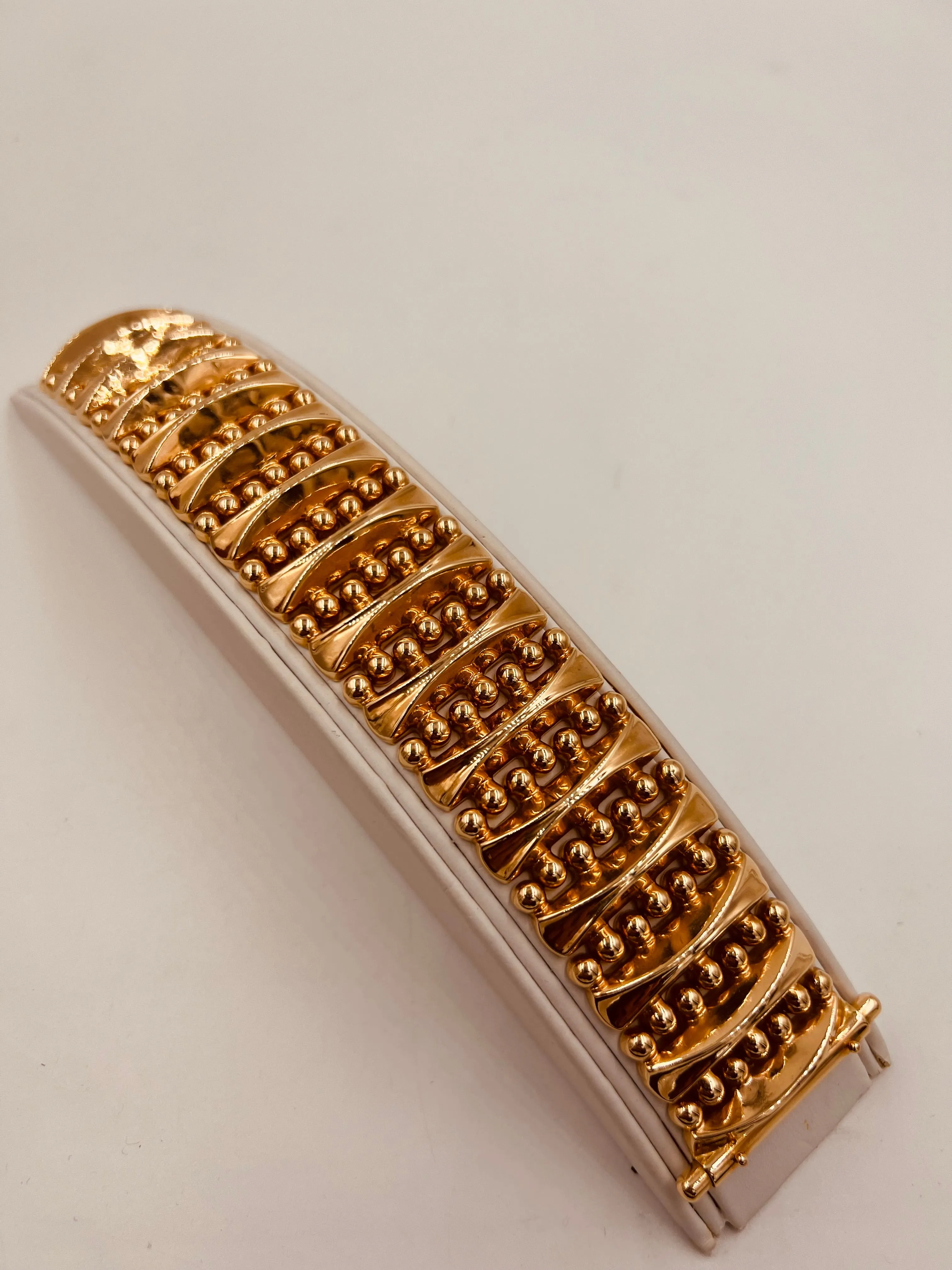 1940s Retro 18k Pink Gold Wide Tank Bracelet