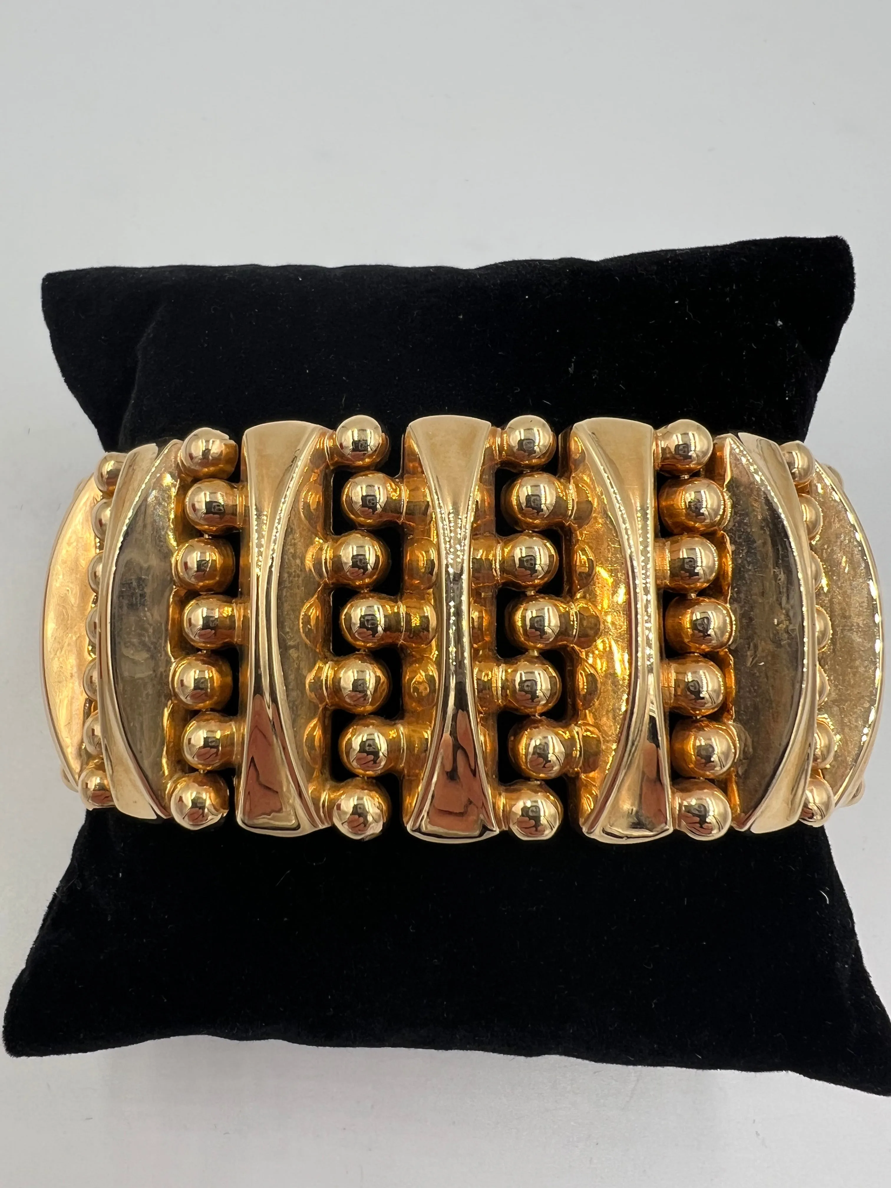 1940s Retro 18k Pink Gold Wide Tank Bracelet