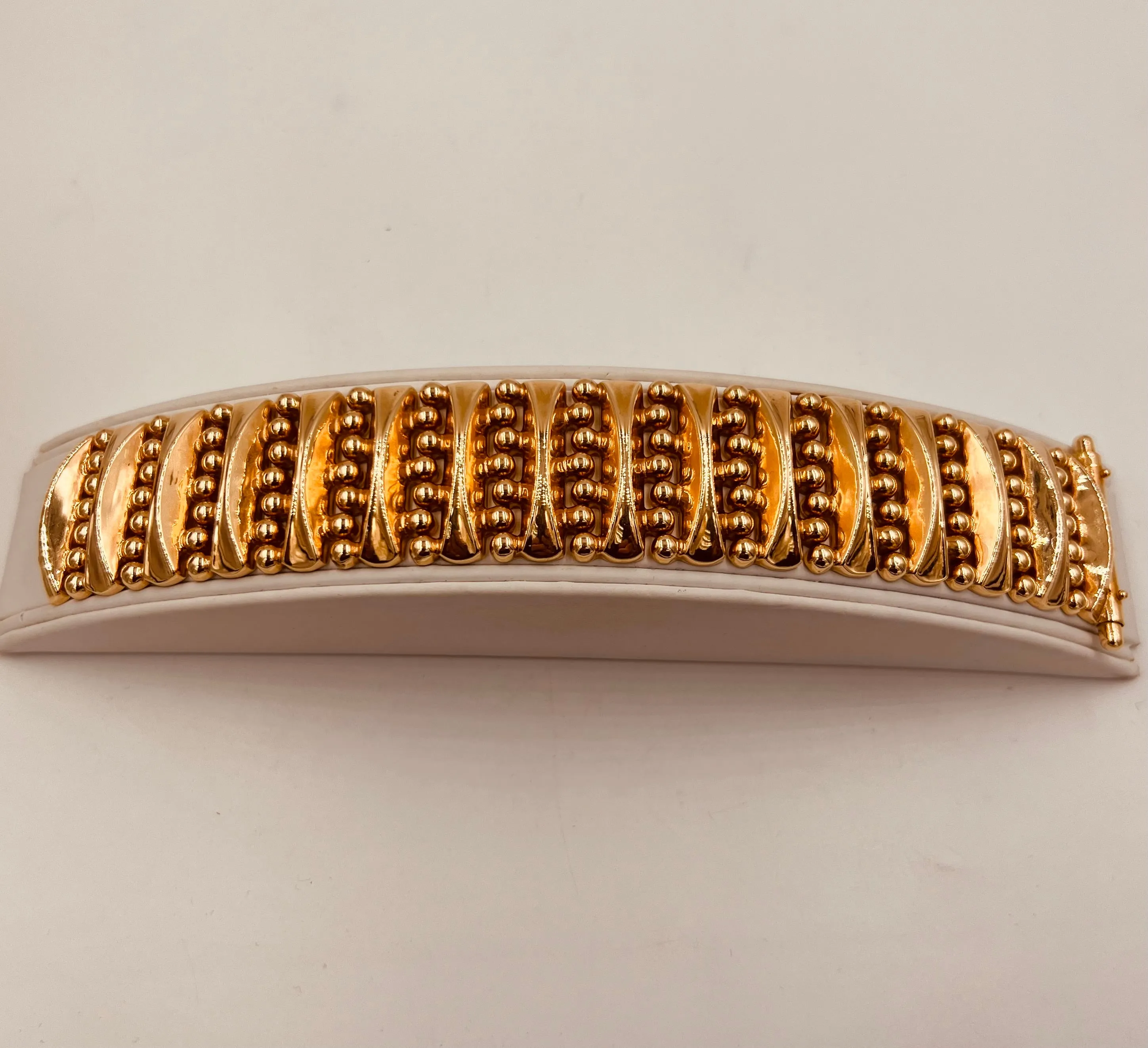 1940s Retro 18k Pink Gold Wide Tank Bracelet
