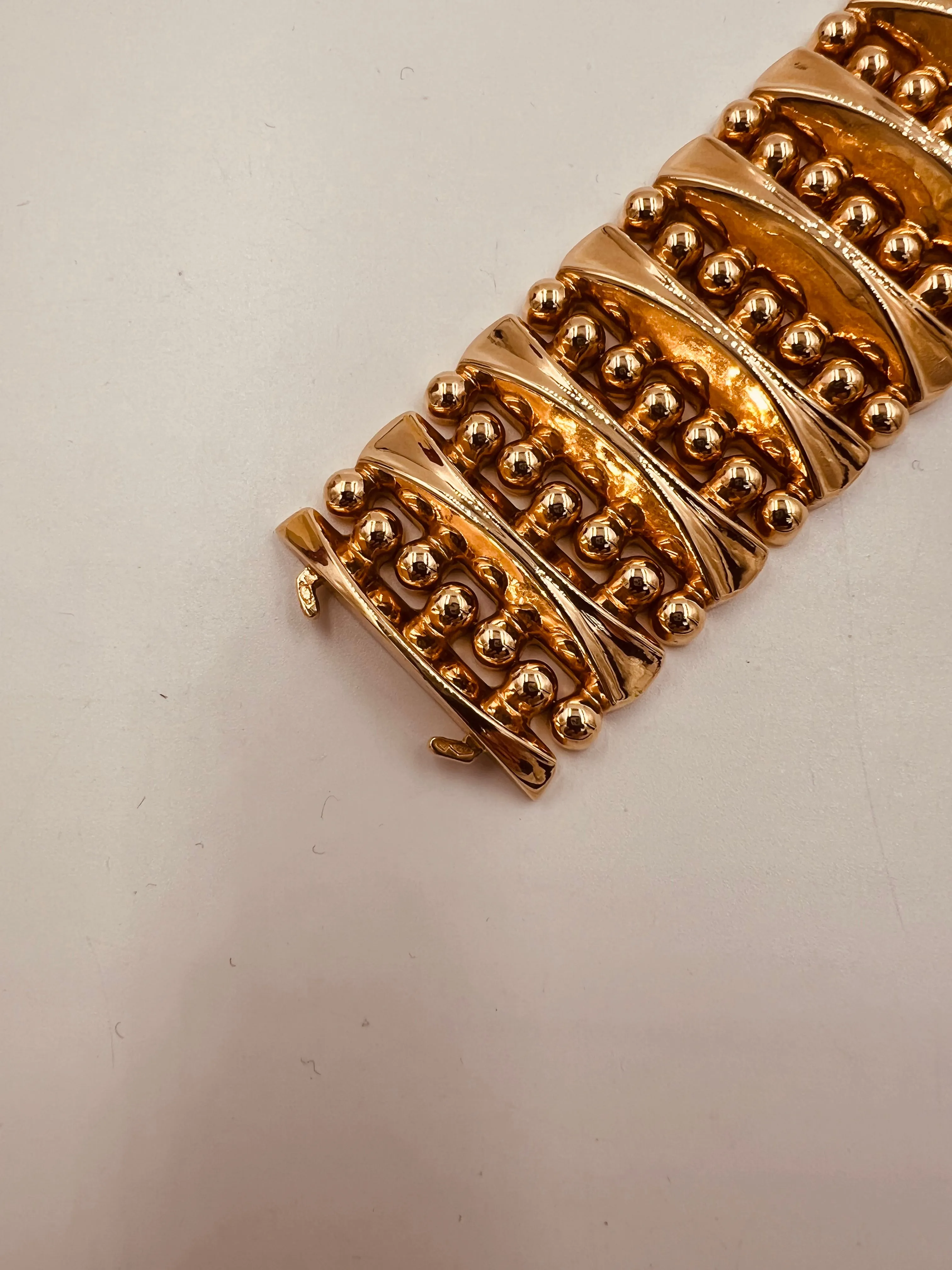1940s Retro 18k Pink Gold Wide Tank Bracelet