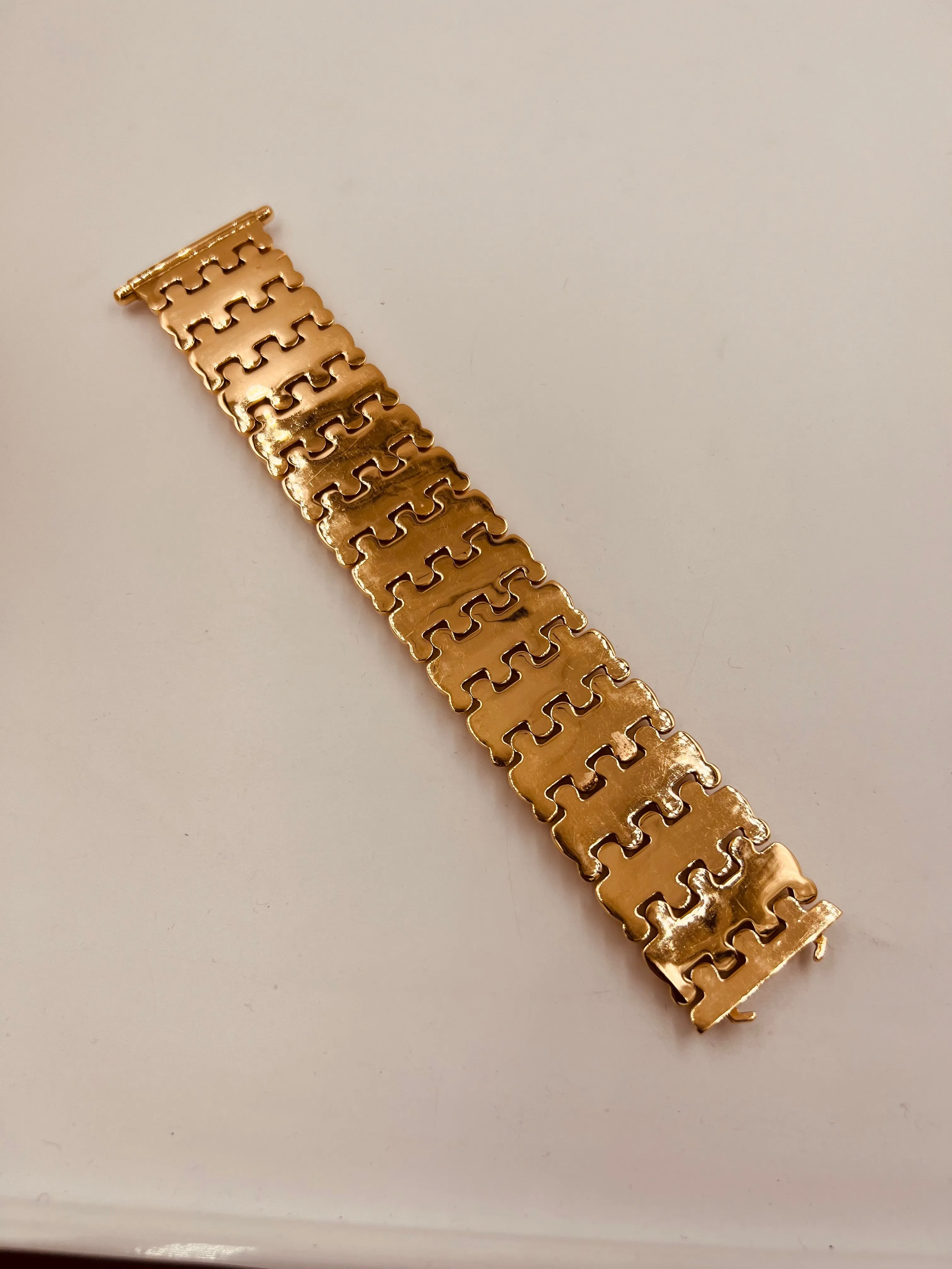 1940s Retro 18k Pink Gold Wide Tank Bracelet