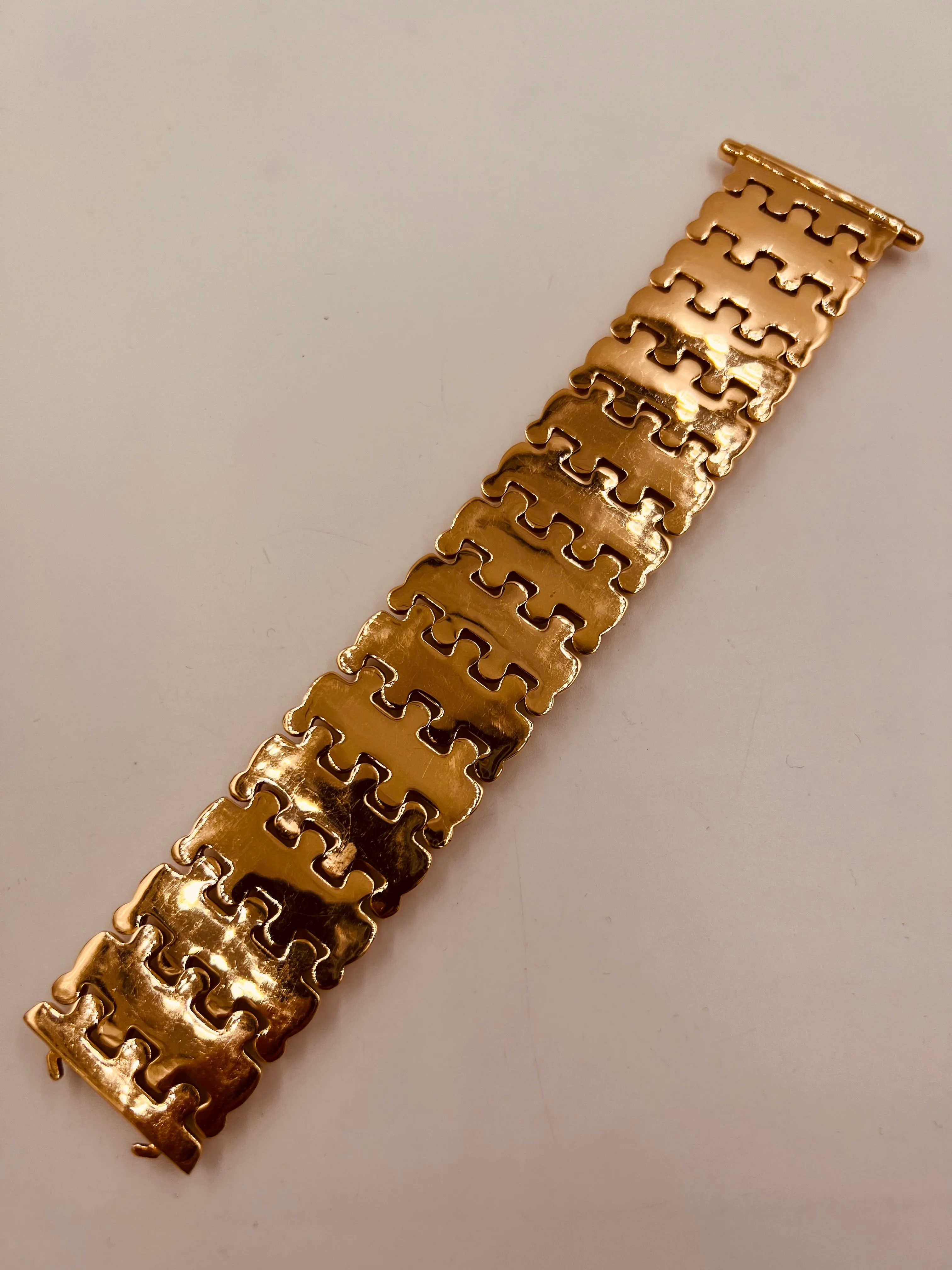 1940s Retro 18k Pink Gold Wide Tank Bracelet