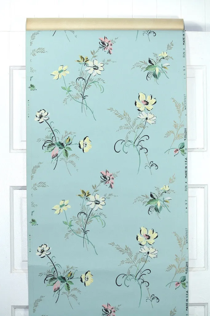 1950s Floral Vintage Wallpaper