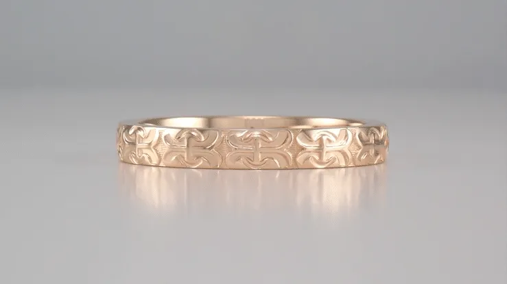 1950's Love Anchor and Cross Wedding Band in 14 Karat Rose Gold - 3mm Wide