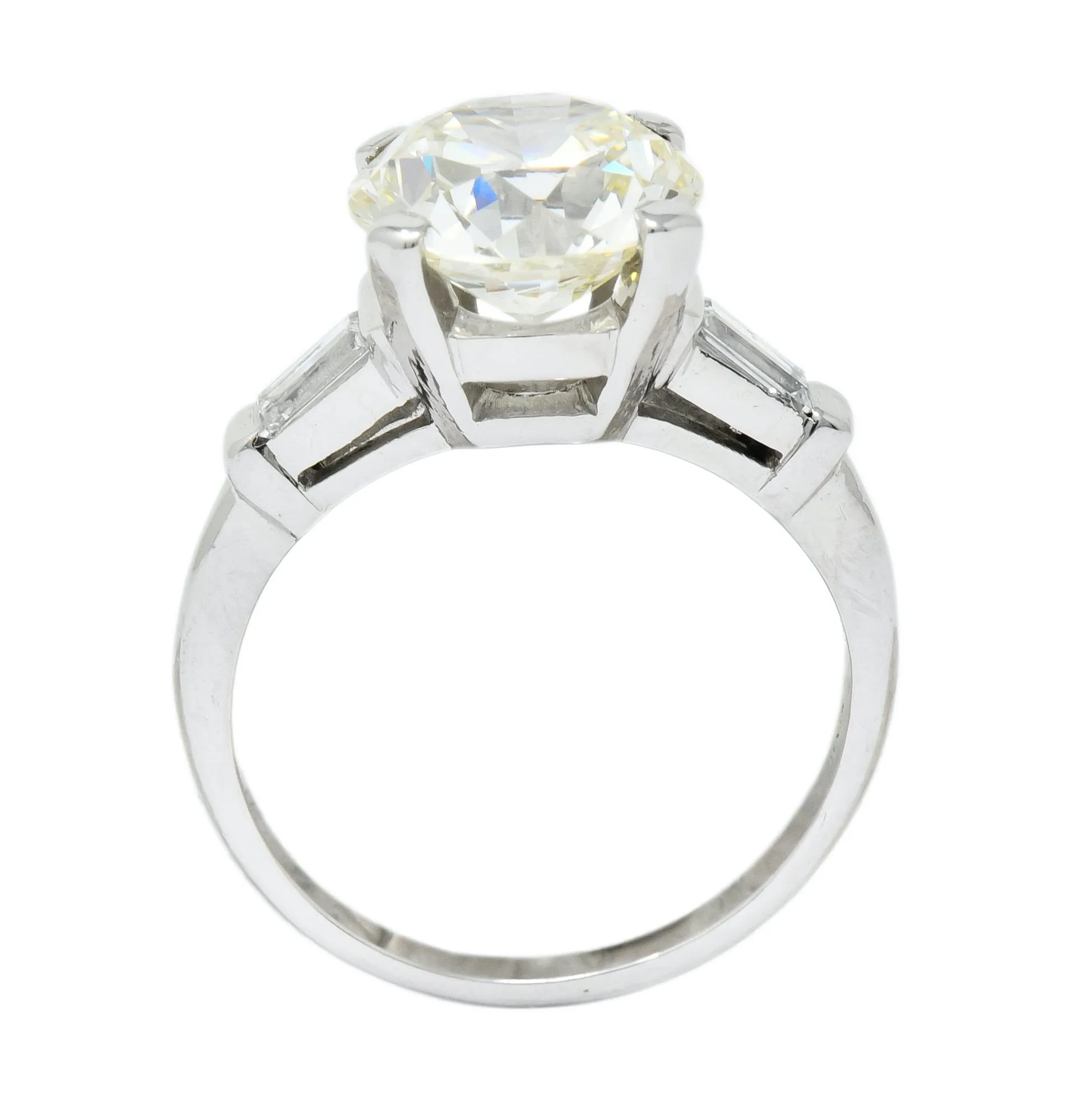 1950's Mid-Century 3.85 CTW Diamond Platinum Engagement Ring GIA