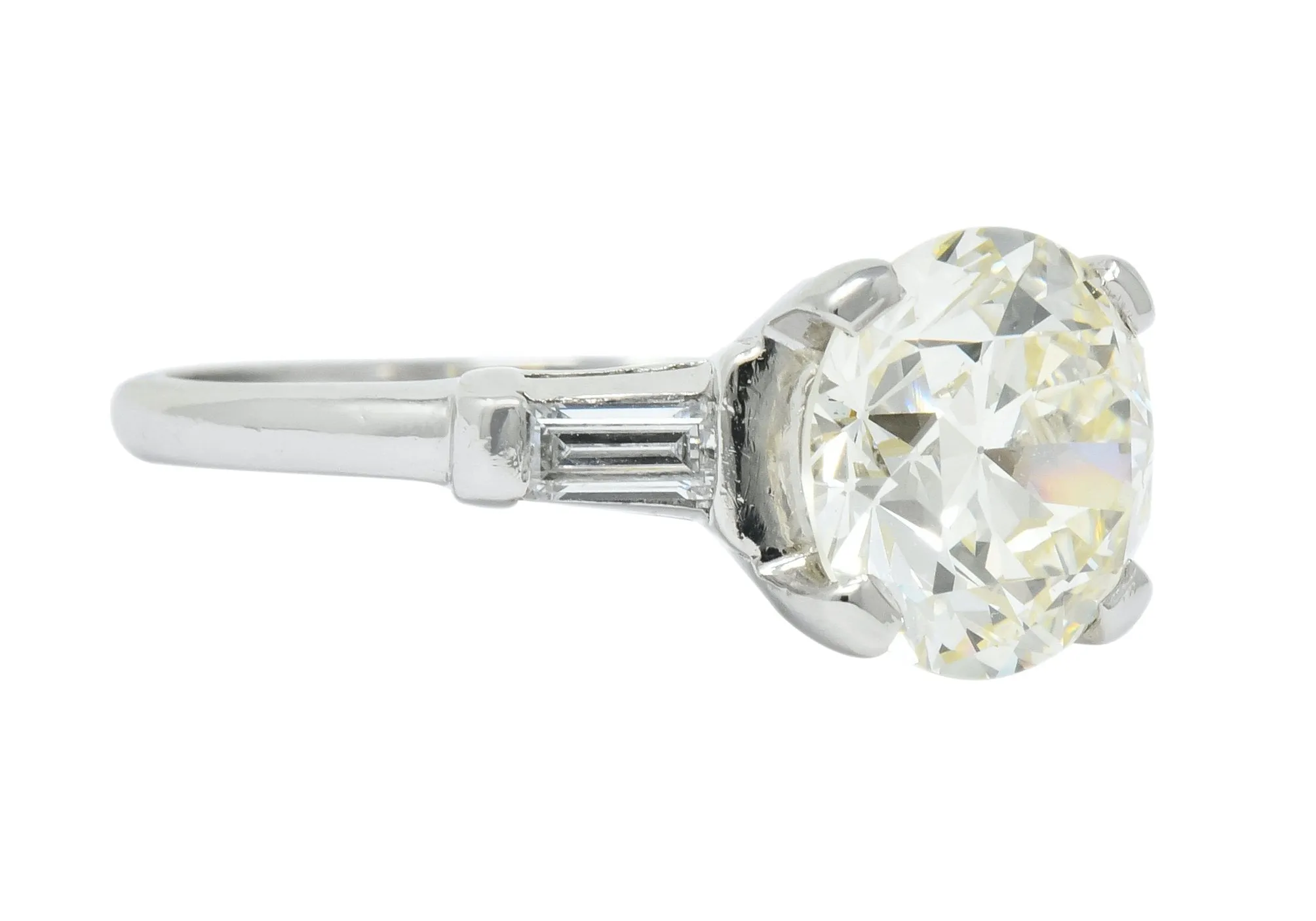 1950's Mid-Century 3.85 CTW Diamond Platinum Engagement Ring GIA