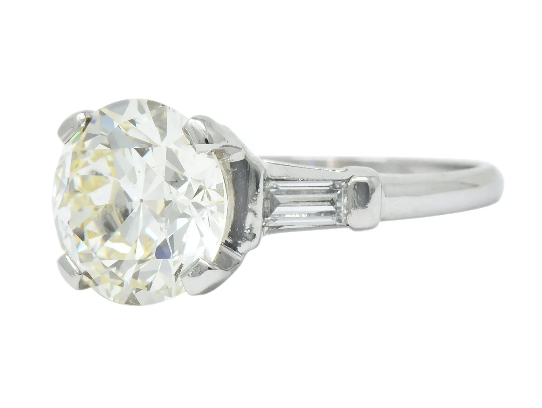 1950's Mid-Century 3.85 CTW Diamond Platinum Engagement Ring GIA