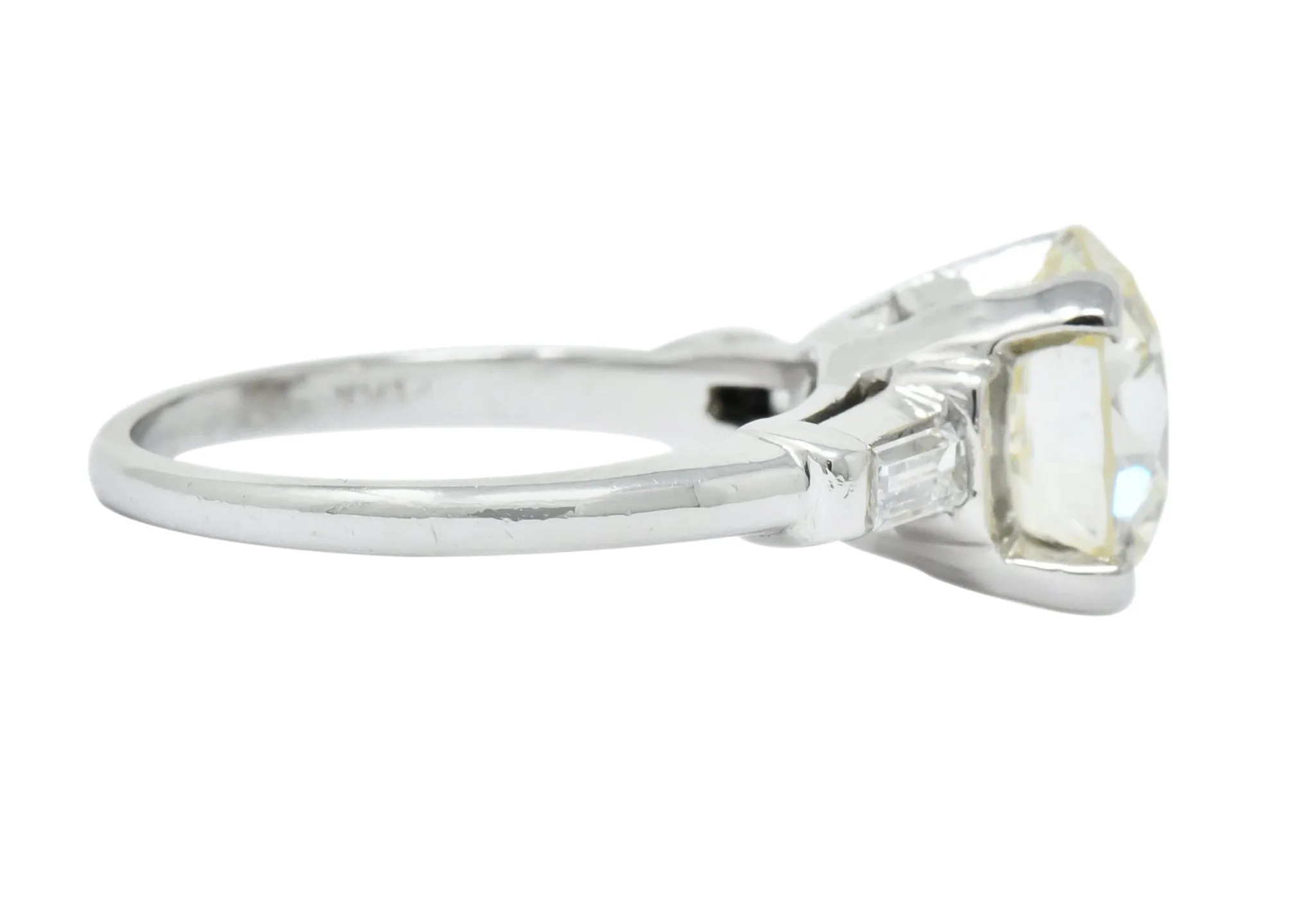 1950's Mid-Century 3.85 CTW Diamond Platinum Engagement Ring GIA