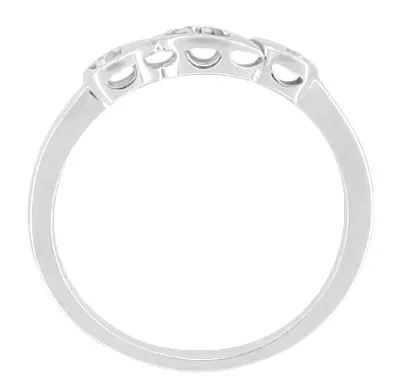 1950's Retro Moderne Diamond Filigree Wedding Ring in White Gold