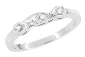 1950's Retro Moderne Diamond Filigree Wedding Ring in White Gold