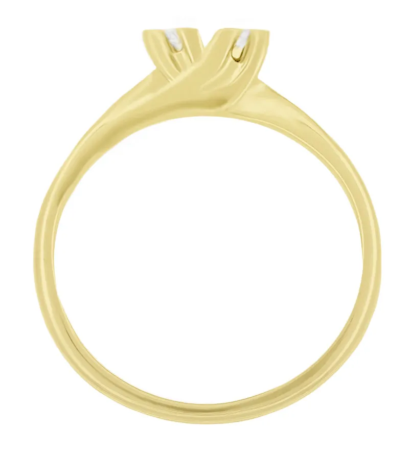 1950's Retro Moderne Yellow Gold Bypass Diamond Ring