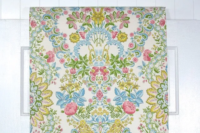 1960s Floral Damask Vintage Wallpaper
