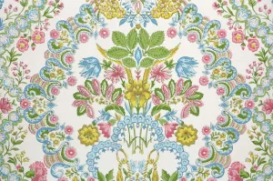 1960s Floral Damask Vintage Wallpaper