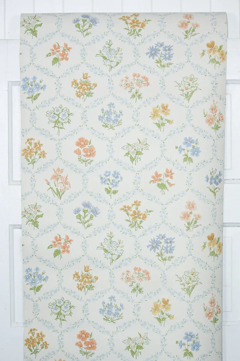 1960s Floral Vintage Wallpaper