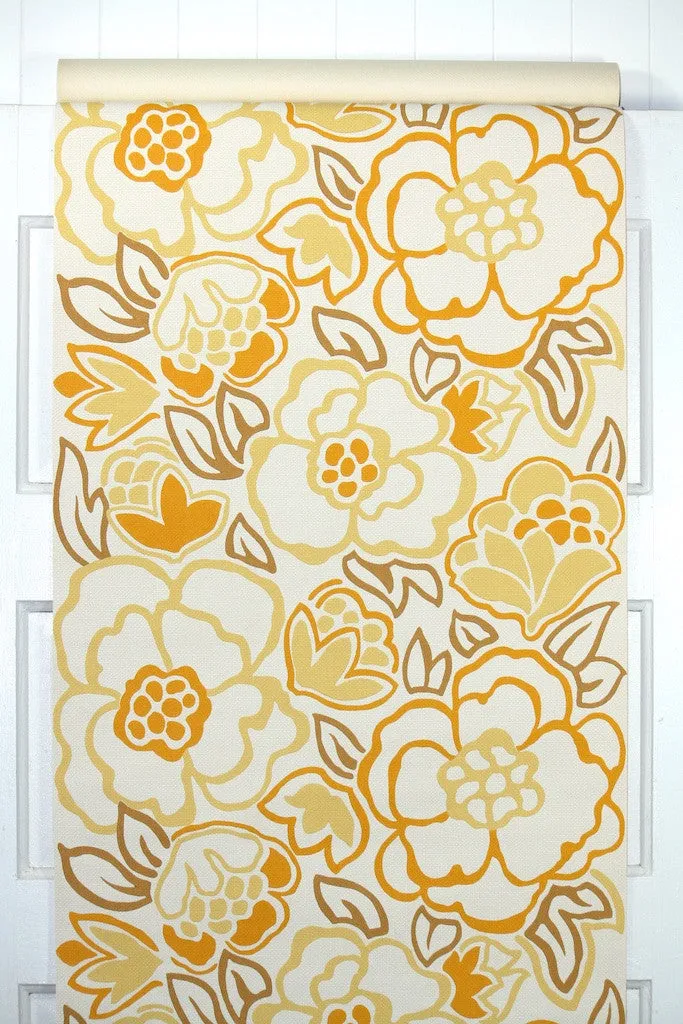 1960s Floral Vintage Wallpaper