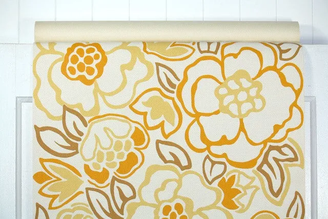 1960s Floral Vintage Wallpaper