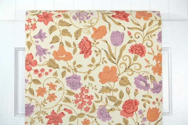 1960s Floral Vintage Wallpaper