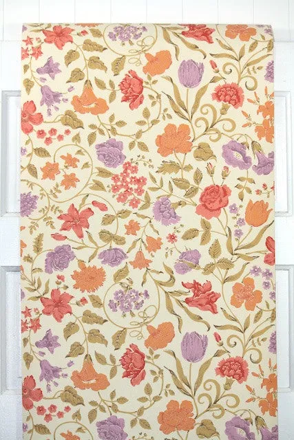 1960s Floral Vintage Wallpaper
