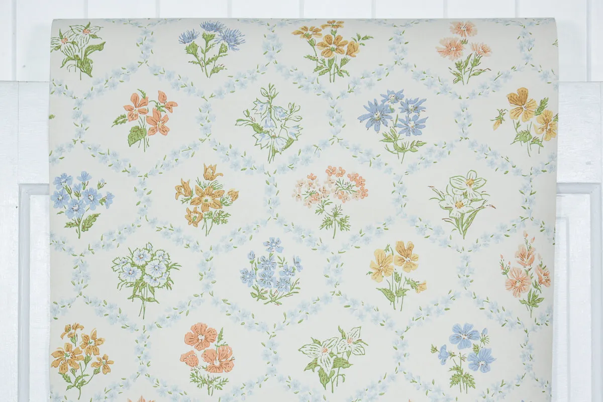 1960s Floral Vintage Wallpaper