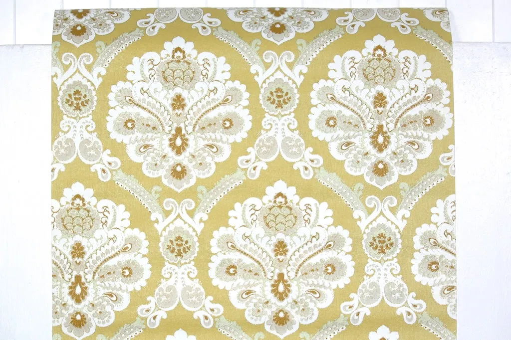 1970s Damask Vinyl Vintage Wallpaper