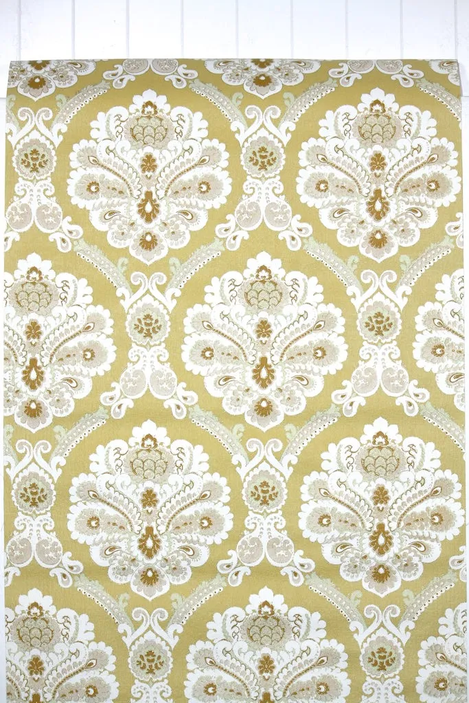 1970s Damask Vinyl Vintage Wallpaper
