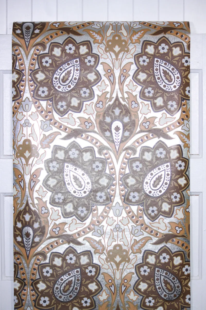1970s Floral Mylar Vintage Wallpaper