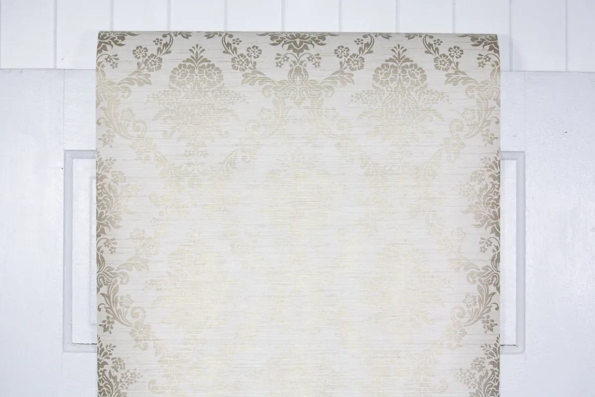 1980s Floral Damask Vintage Wallpaper