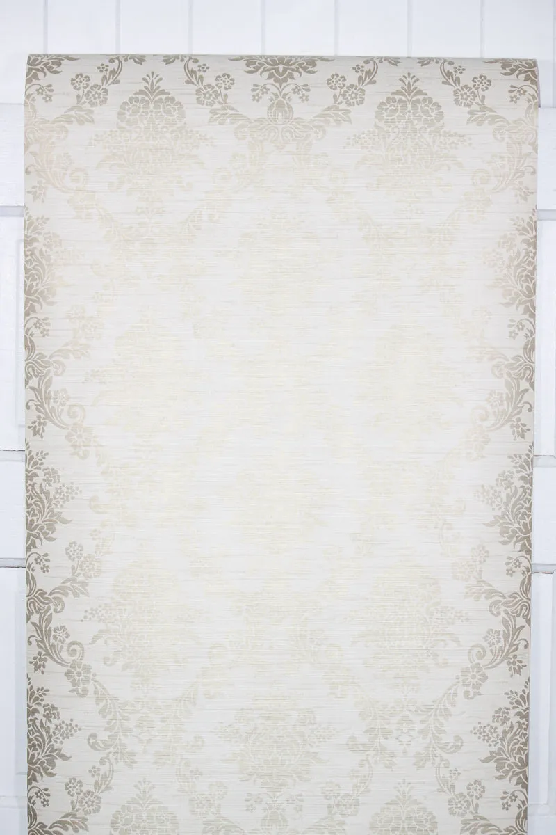 1980s Floral Damask Vintage Wallpaper