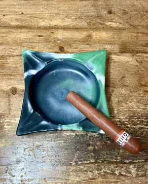 #2 Concrete Classic Cigar Ashtray - green marbled