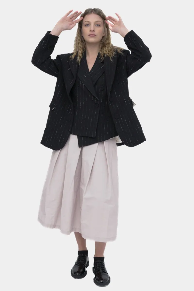 2 Pocket Cotton Striped Blazer Jacket