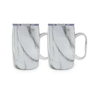 20 Oz Classic Barrel Beer Mugs, Set of 2, Marble