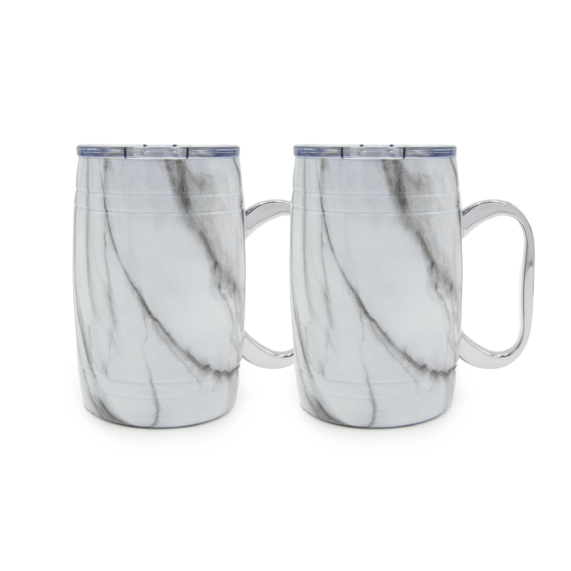 20 Oz Classic Barrel Beer Mugs, Set of 2, Marble