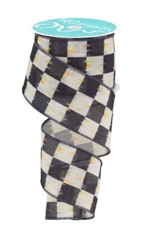 2.5" Bold Antique Checkerboard: Black, Beige, Multi (10 Yards) RGF129602