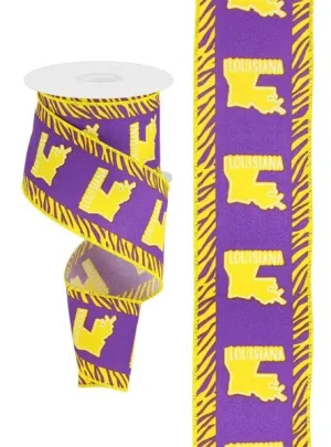 2.5" Louisiana w/Tiger Stripe: Purple, Yellow (10 Yards) RGC186427