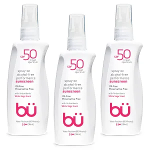 3-Pack (3.3oz) SPF 50 Alcohol-Free Sunscreen Spray w/natural essence of Sage