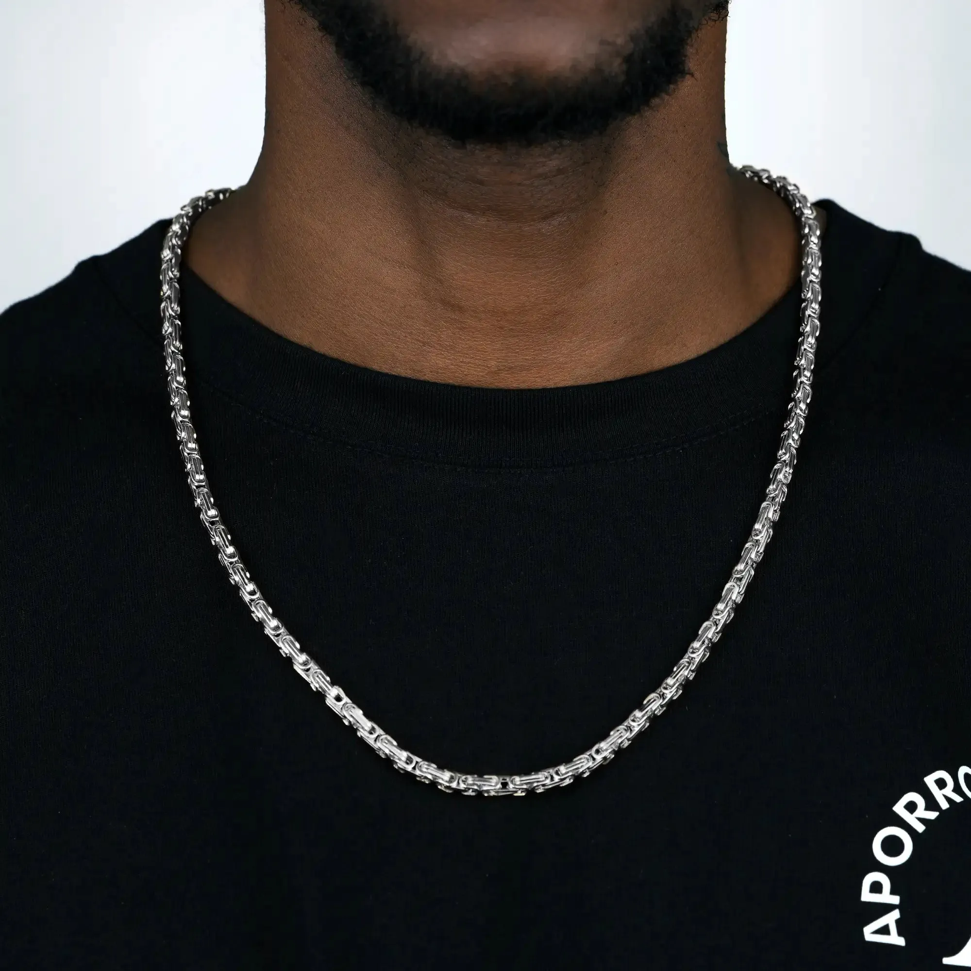 4mm Byzantine Chain - White Gold