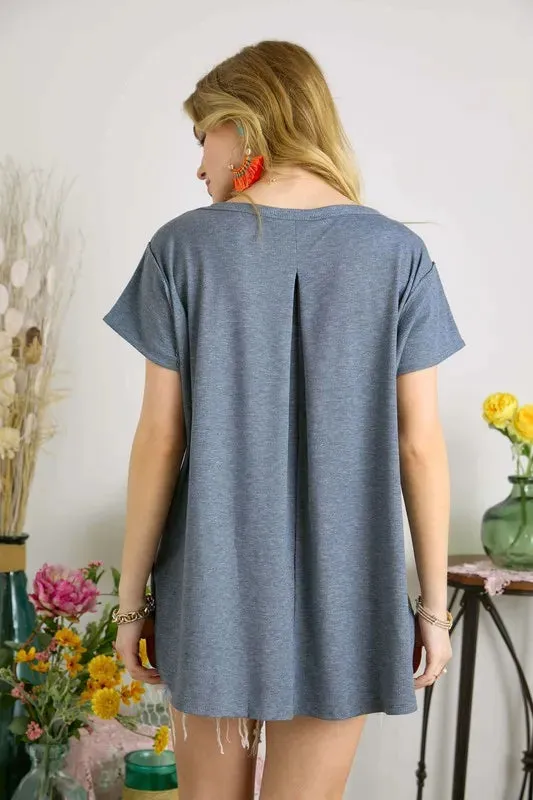 ADORA Pleat Back Casual Knit Tunic Top